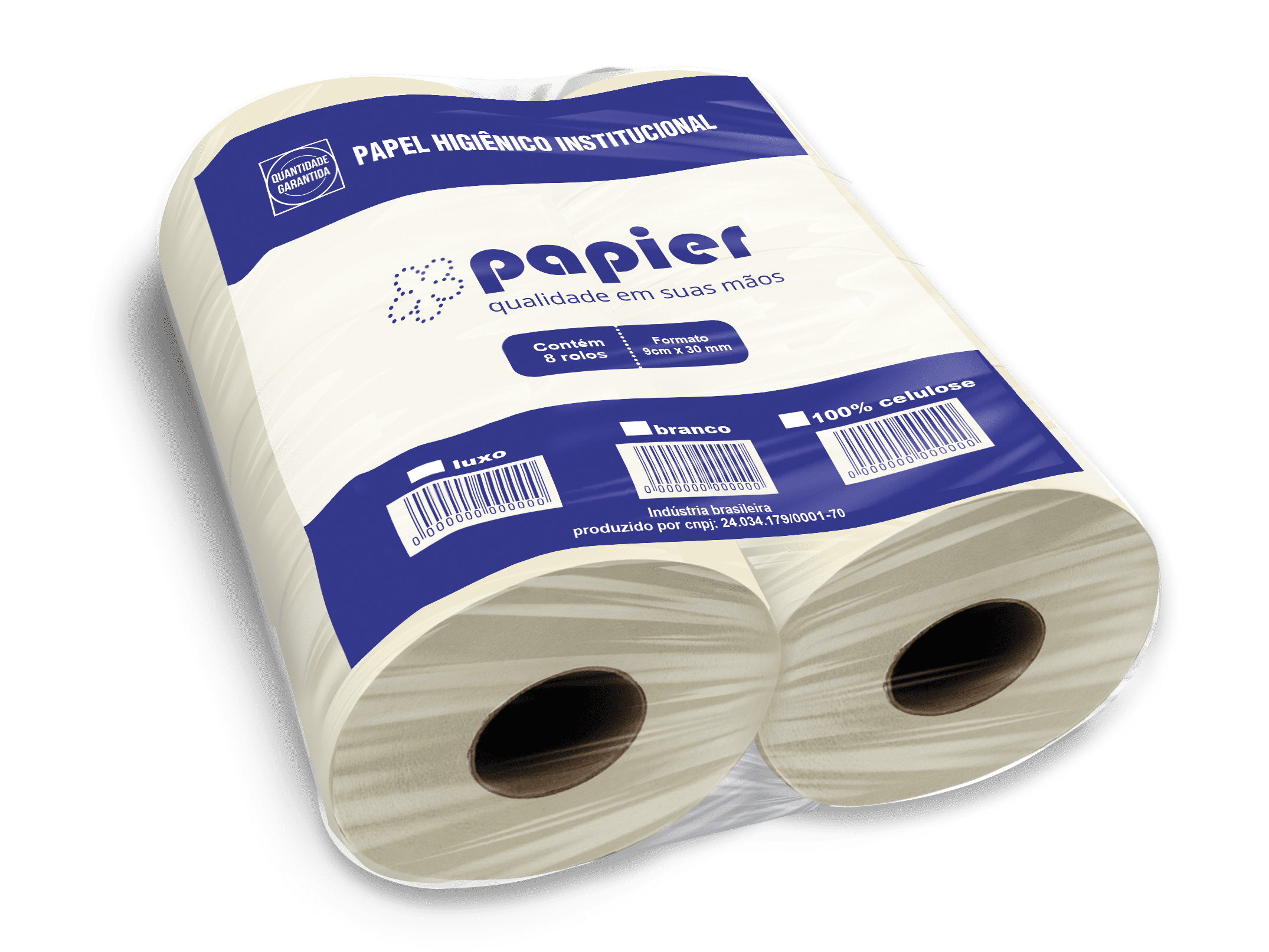 Papel Higienico Papier 8 Rolos x 300m 100% Celulose